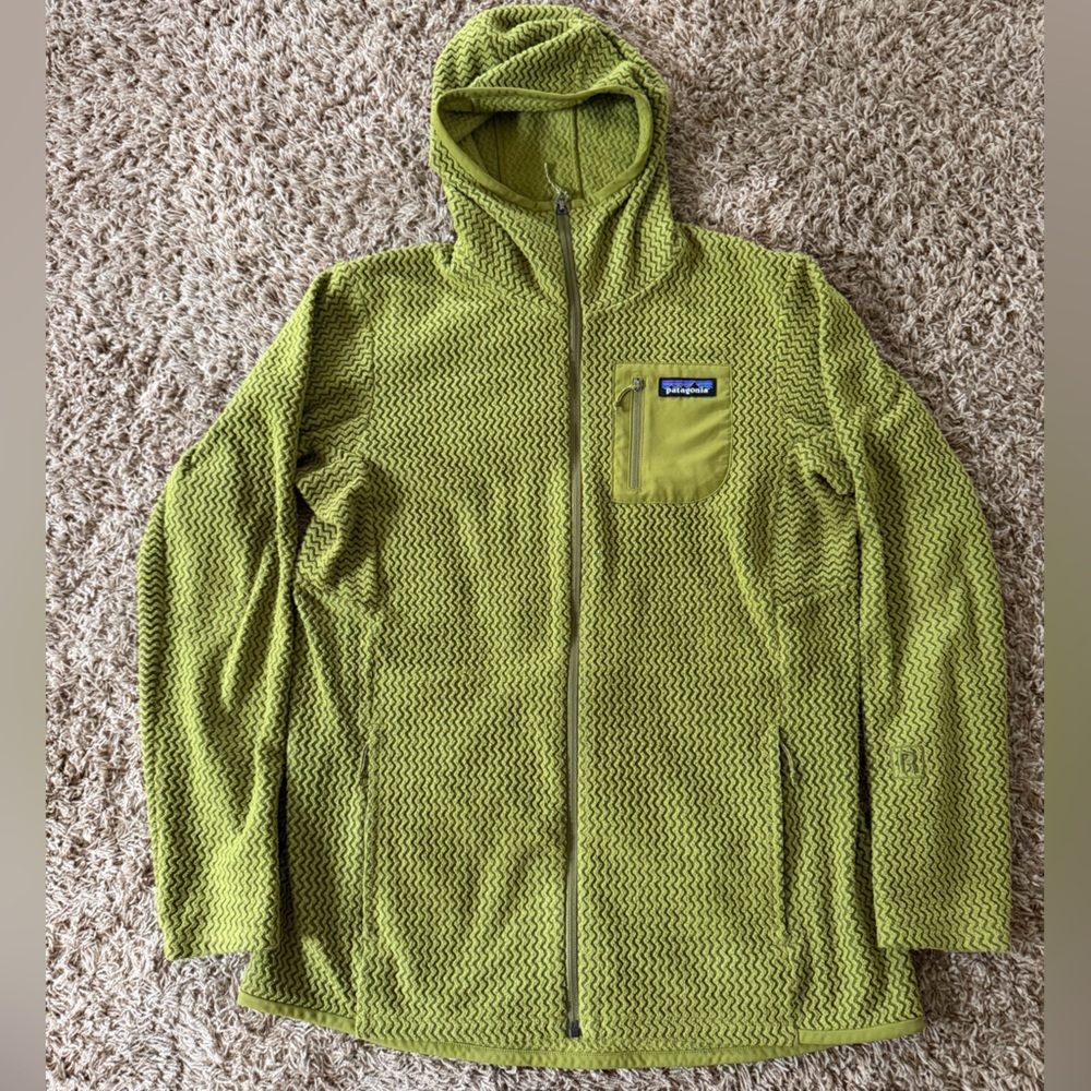 Patagonia Lime Green Hooded Full-Zip Fleece Jacket